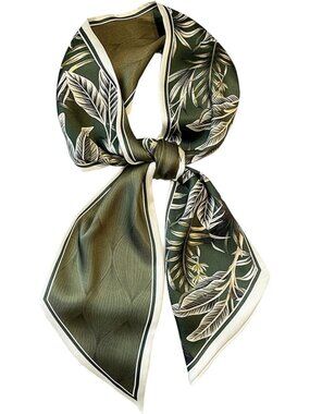 Women's Green Feather Scarves Lo Scarves Long Skinny Silky Hair Bags Scarf